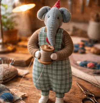 Слон Моня — авторская миниатюрная игрушка ручной работы, созданная в магазине «Волшебная Мастерская». Моня - хранитель праздника и хорошего настроения.