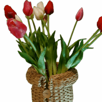 Плетеная корзиночка-ваза с воротничком