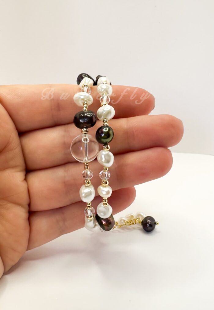 Двухрядный браслет из жемчуга и горного хрусталя — изображение 2