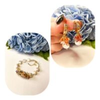 Браслет и серьги из барочного жемчуга с цирконами