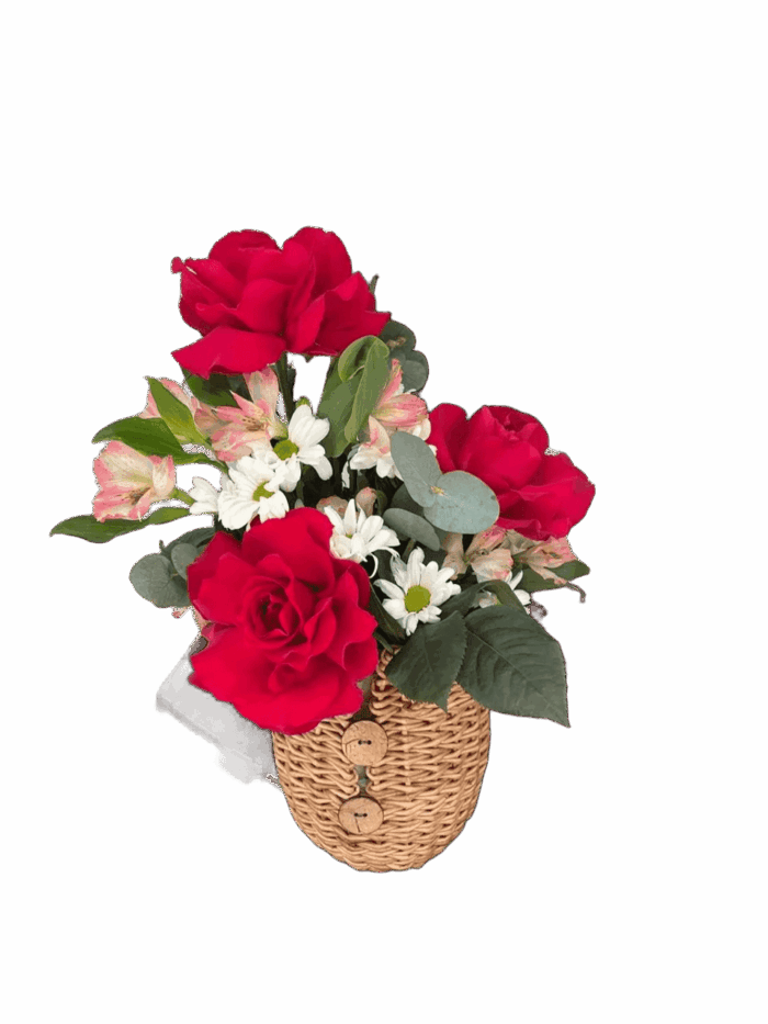 Плетеная корзиночка-ваза с воротничком — изображение 2