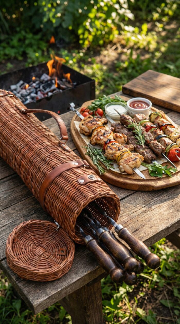 Плетёная шампурница с кожаными ремнями: стиль и удобство в одном флаконе! Добро пожаловать в «Плетёный Уют от Елены» — мастерскую, где ваш дом обретает душу и характер.