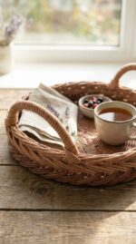 Плетеный круглый поднос — изображение 4