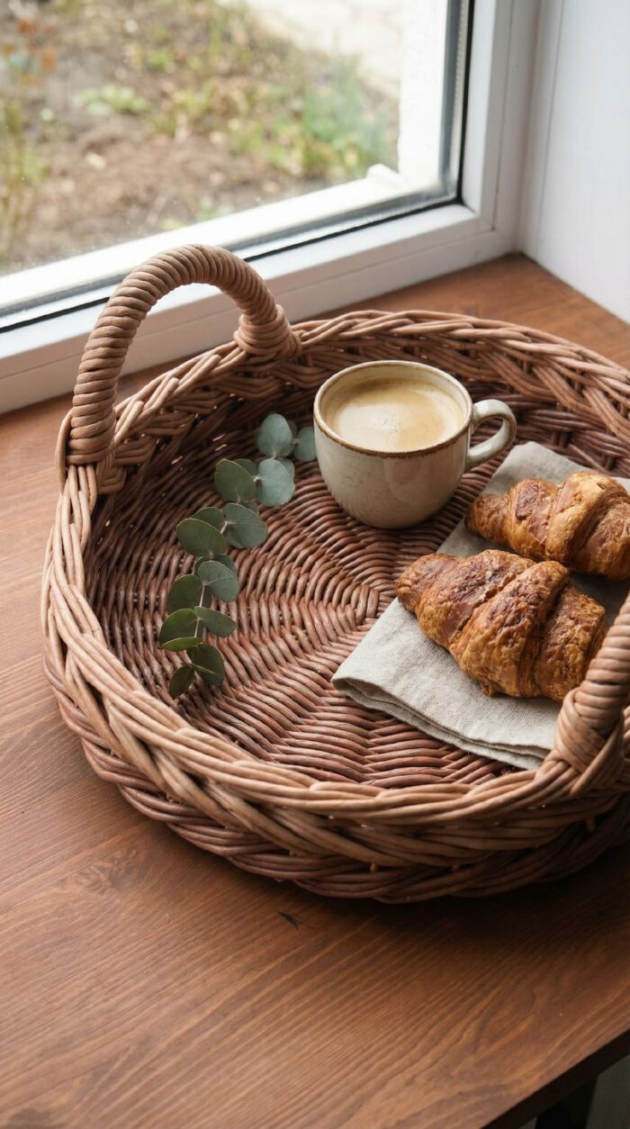 Плетеный круглый поднос — изображение 3