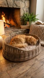 Плетёная лежанка для кошки с подушкой: уют и комфорт для вашего питомца! — изображение 3