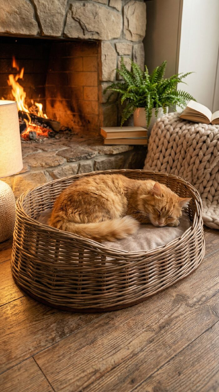 Плетёная лежанка для кошки с подушкой: уют и комфорт для вашего питомца! — изображение 3