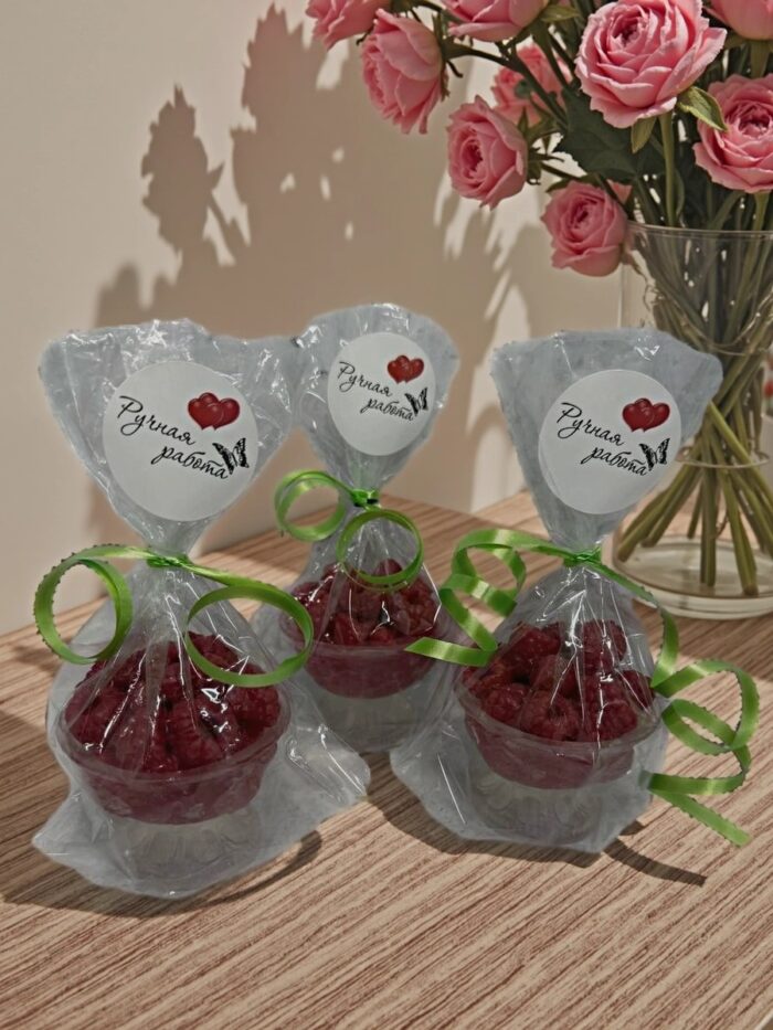 Набор мыла ручной работы из 3 шт. - Вазочка с малинкой — изображение 3