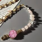 Комплект украшений (колье, браслет и серьги) из кварца, хрусталя и среза агата. — изображение 6