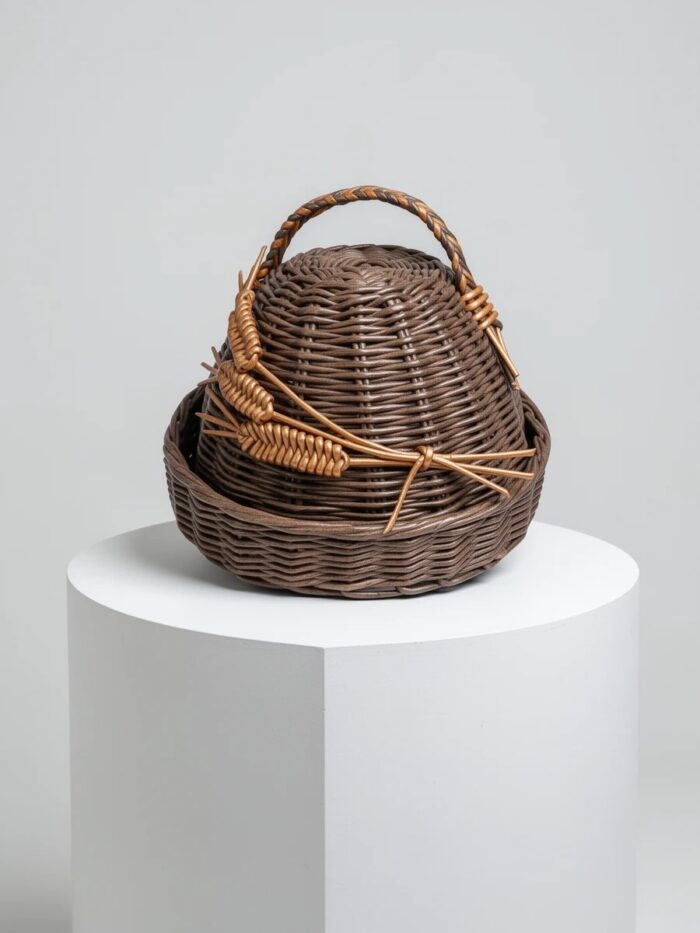 Плетеная хлебница с колосьями — изображение 2