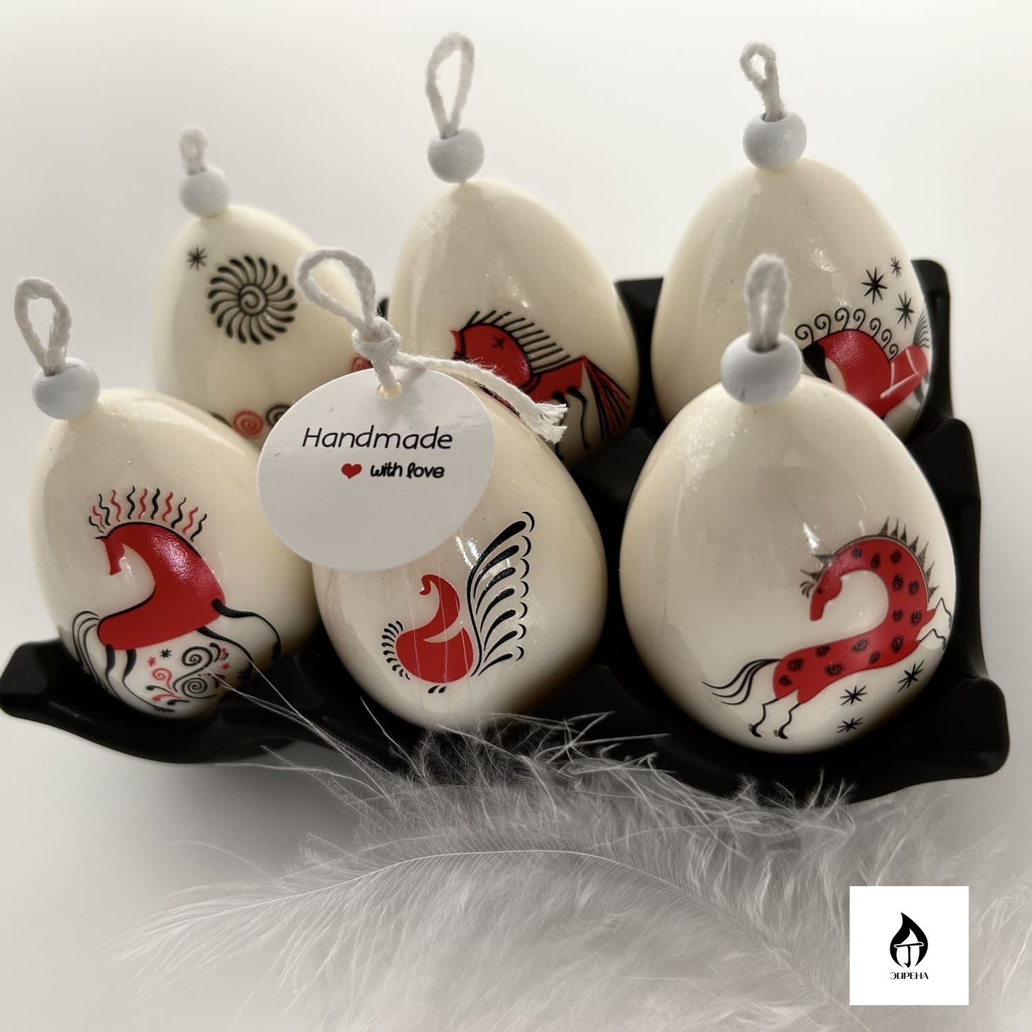 5,1,1,1,1 Пасхальная свеча "Мезенская роспись", 1шт — изображение 1