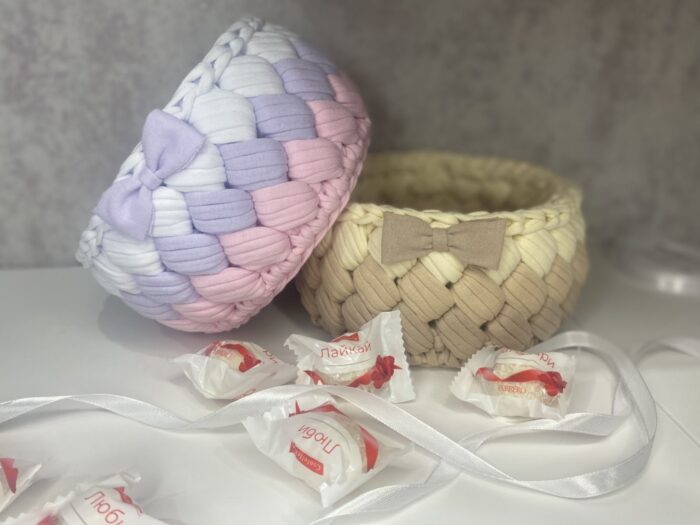 Корзиночка из трикотажной пряжи "Зефирка" — изображение 2