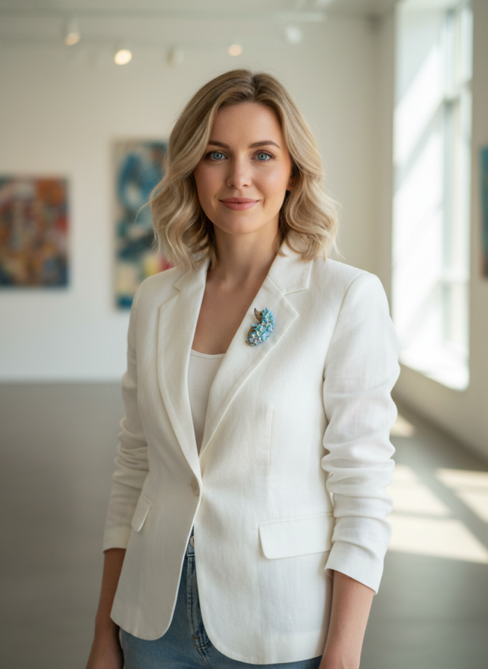 Брошь "Ёжик в незабудках" — изображение 3