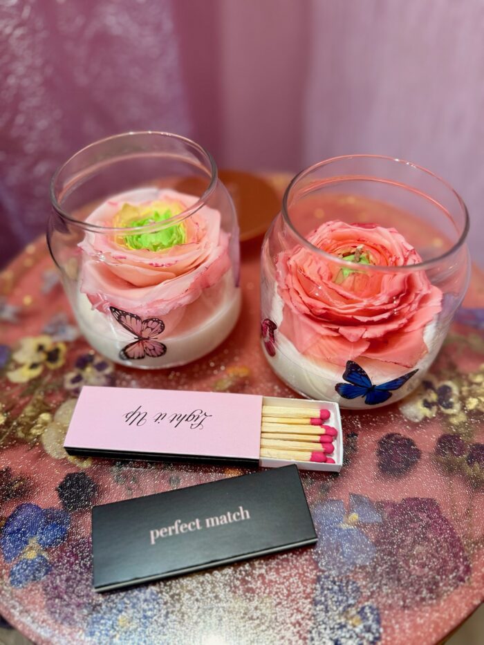 Декоративная свеча цветок в банке ручной работы — изображение 3