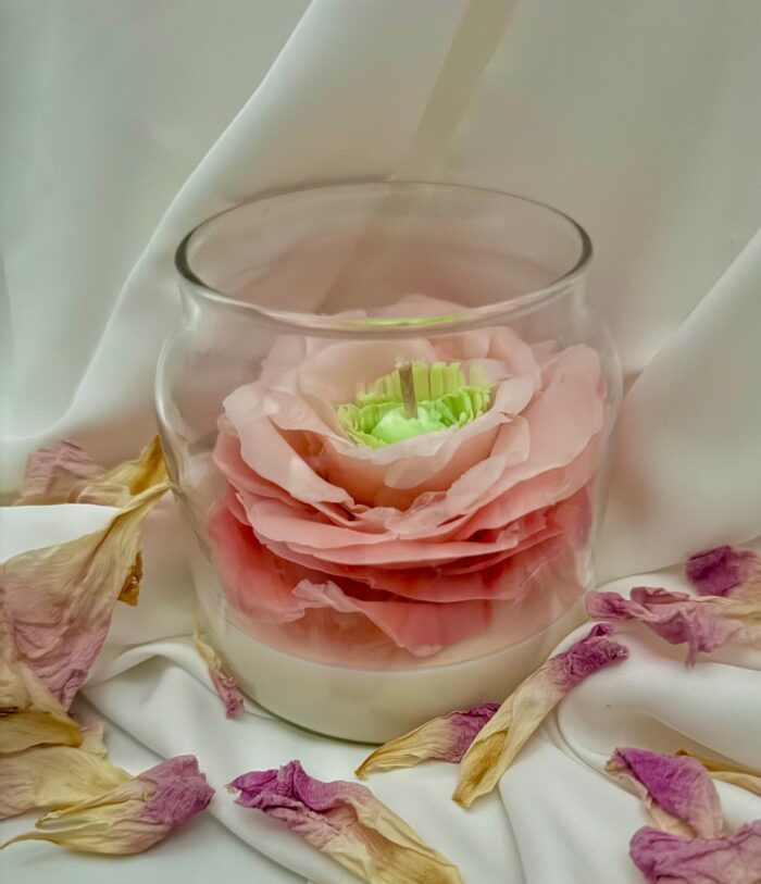 Декоративная свеча цветок в банке ручной работы — изображение 5