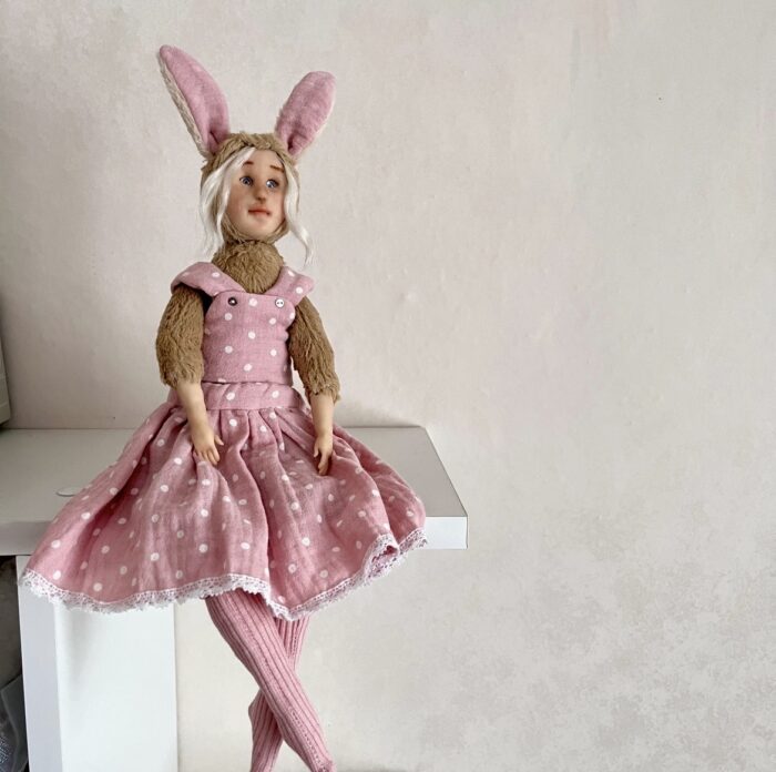 Авторская интерьерная кукла Зайка тедди-долл. — изображение 2