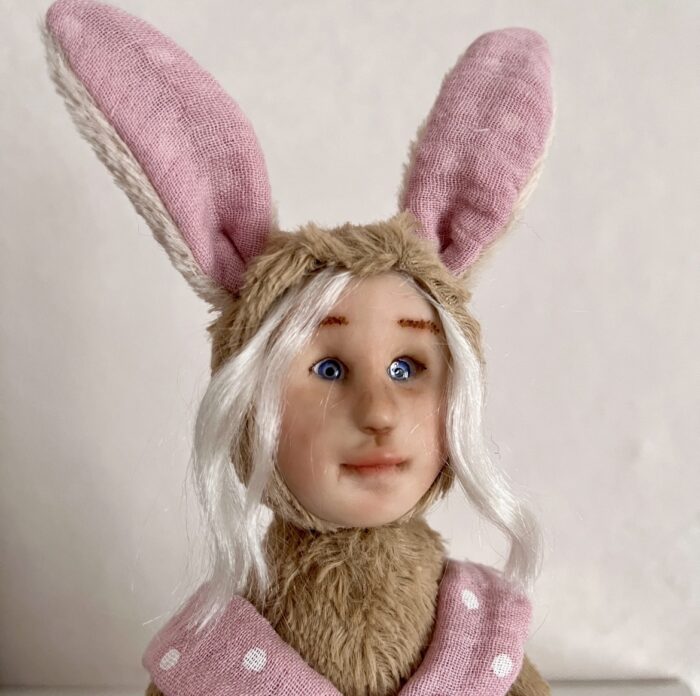 Авторская интерьерная кукла Зайка тедди-долл. — изображение 4