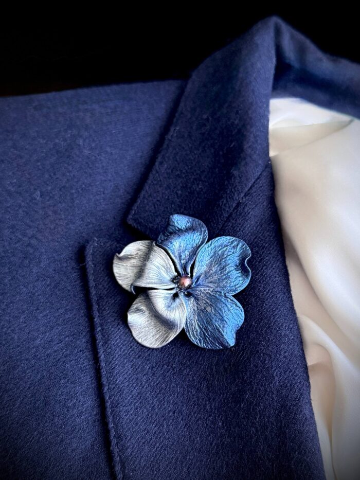 Серьги и брошь «Синий цветок» — изображение 2