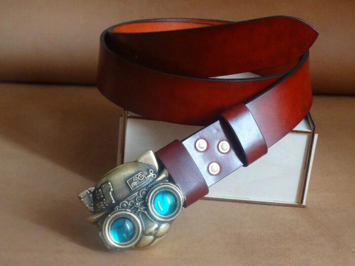 Ремень из натуральной кожи «Кот-Механик» — изображение 2