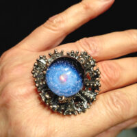 Авторское кольцо Звездная корона, лэмпворк, опыл