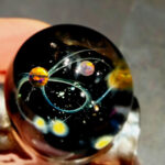 Вечернее кольцо Космос мурано, лэмпворк, опалы