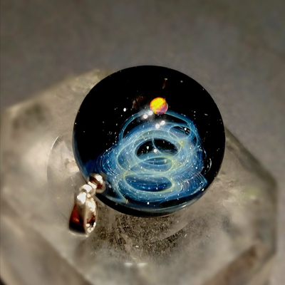 Кулон Вселенная Звездный водоворот, американское стекло, опал