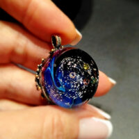 Кулон Вселенная Звездный иней, лэмпворк