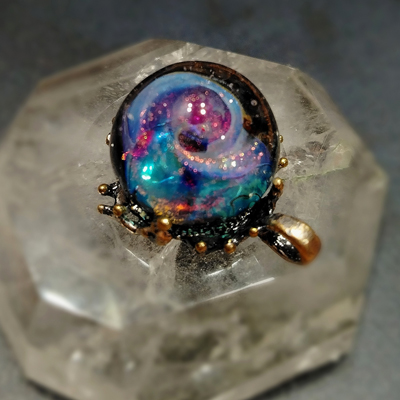 Кулон Вселенная Космическая гостья, муранское стекло, рубин