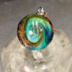 Кулон Вселенная Лазурная галактика, муранское стекло, лэмпворк