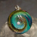 Кулон Вселенная Лазурная галактика, муранское стекло, лэмпворк