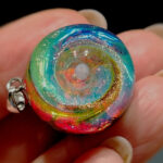 Кулон Вселенная Лазурная галактика, муранское стекло, лэмпворк