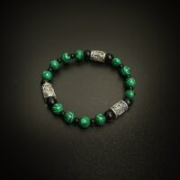 Браслет «Сердце Алхимика» (Laguz + Kenaz + Perth с Малахитом)