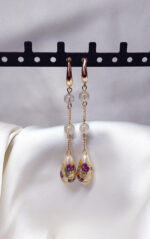 Серьги длинные с камнем