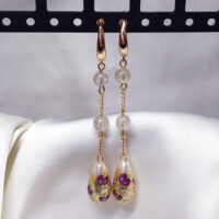 Серьги длинные с камнем