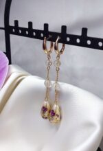 Серьги длинные с натуральным камнем цитрин — изображение 3