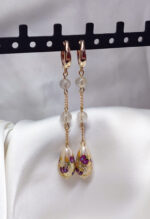 Серьги длинные с натуральным камнем цитрин — изображение 2