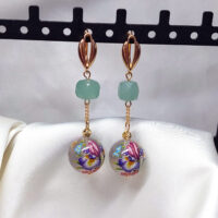 Серьги с камнем зелёные