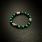 Браслет «Сердце Алхимика» (Laguz + Kenaz + Perth с Малахитом)