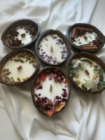 Декоративная ароматическая свеча в кокосовой скорлупе ручной работы — изображение 10