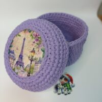 Корзинки + крышка с принтом "Эйфелевая башня весной- Париж" для хранения