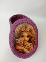 Корзинки + крышка с принтом "Девочка эльфийка с котятами" для хранения