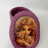 Корзинки + крышка с принтом "Девочка эльфийка с котятами" для хранения