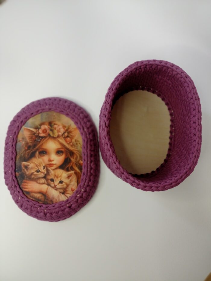 Корзинки + крышка с принтом "Девочка эльфийка с котятами" для хранения — изображение 3