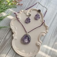Комплект украшений из смолы "Аметистовые кристаллы"