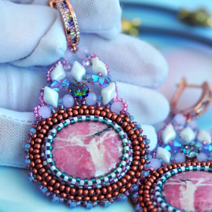 Комплект украшения с камнем родонит — изображение 4