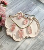 Комплект украшений из смолы с живыми цветами Гипсофилы