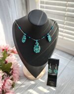 Комплект украшений из смолы с натуральным камнем Бирюзой