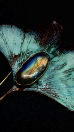 брошь "Гинко билоба" камень лабродарит — изображение 2