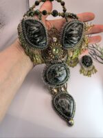 Комплект украшения "Крылья ангела" с натуральным камнем серафинит — изображение 2