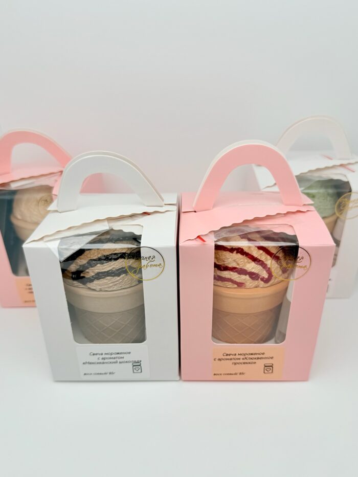 Декоративная ароматическая свеча «Мороженое» ручной работы — изображение 2