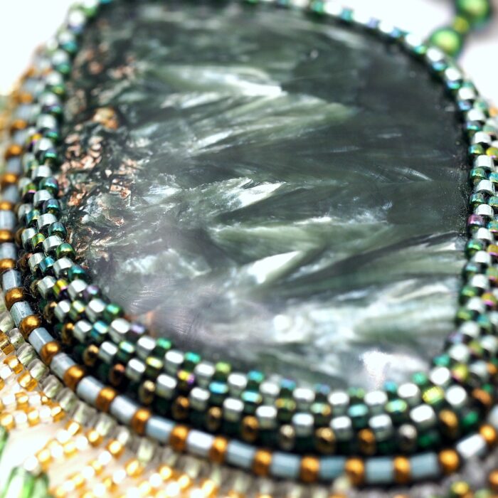 Комплект украшения "Крылья ангела" с натуральным камнем серафинит — изображение 6